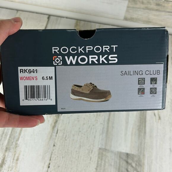 Rockport Works Women’s 6.5 Brown Leather Steel Toe Sailing Club Work Shoes New - Picture 9 of 10